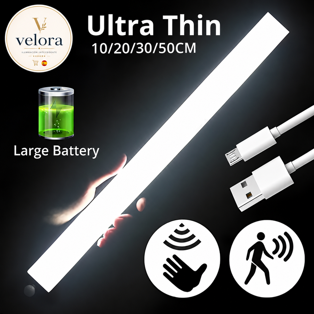 Luz LED Inteligente con Sensor de Movimiento – Recargable por USB, Magnética e Inalámbrica | Ideal para Armarios, Cocina, Pasillos y Escaleras