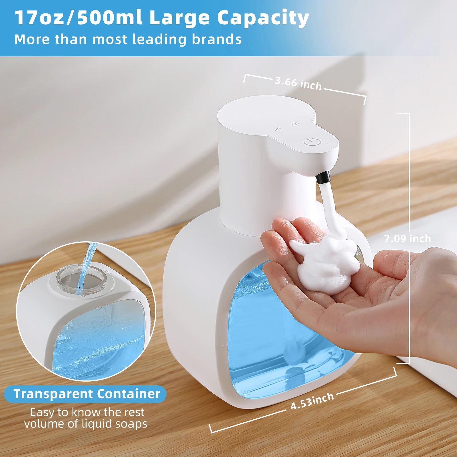 Dispensador Inteligente de Jabón de Pared – Espuma Automática, Sensor Sin Contacto y Depósito de 500 ml