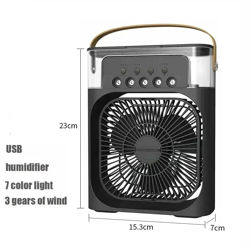 Mini Climatizador Portátil 3 en 1 con Humidificador y Luz LED – Ventilador de Aire Silencioso para Hogar, Oficina y Dormitorio