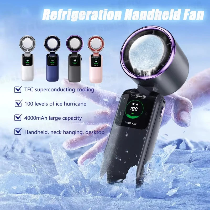 Ventilador de Mano Turbo Recargable | 100 Velocidades, Pantalla LED y Batería de 4000 mAh