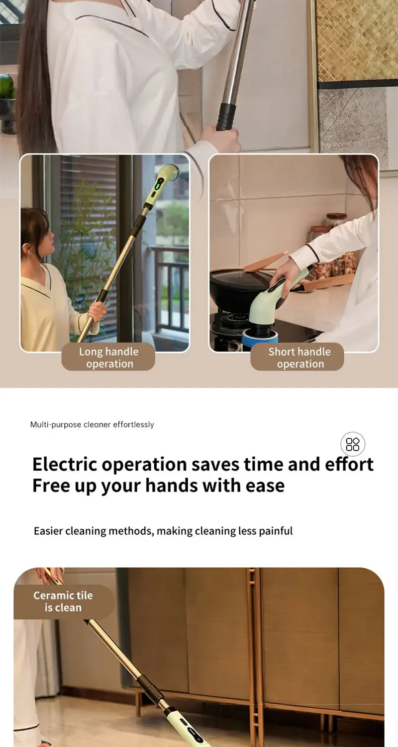 Cepillo Eléctrico Giratorio 9 en 1 – Limpieza Profunda Inalámbrica para Baño, Cocina y Todas las Superficies
