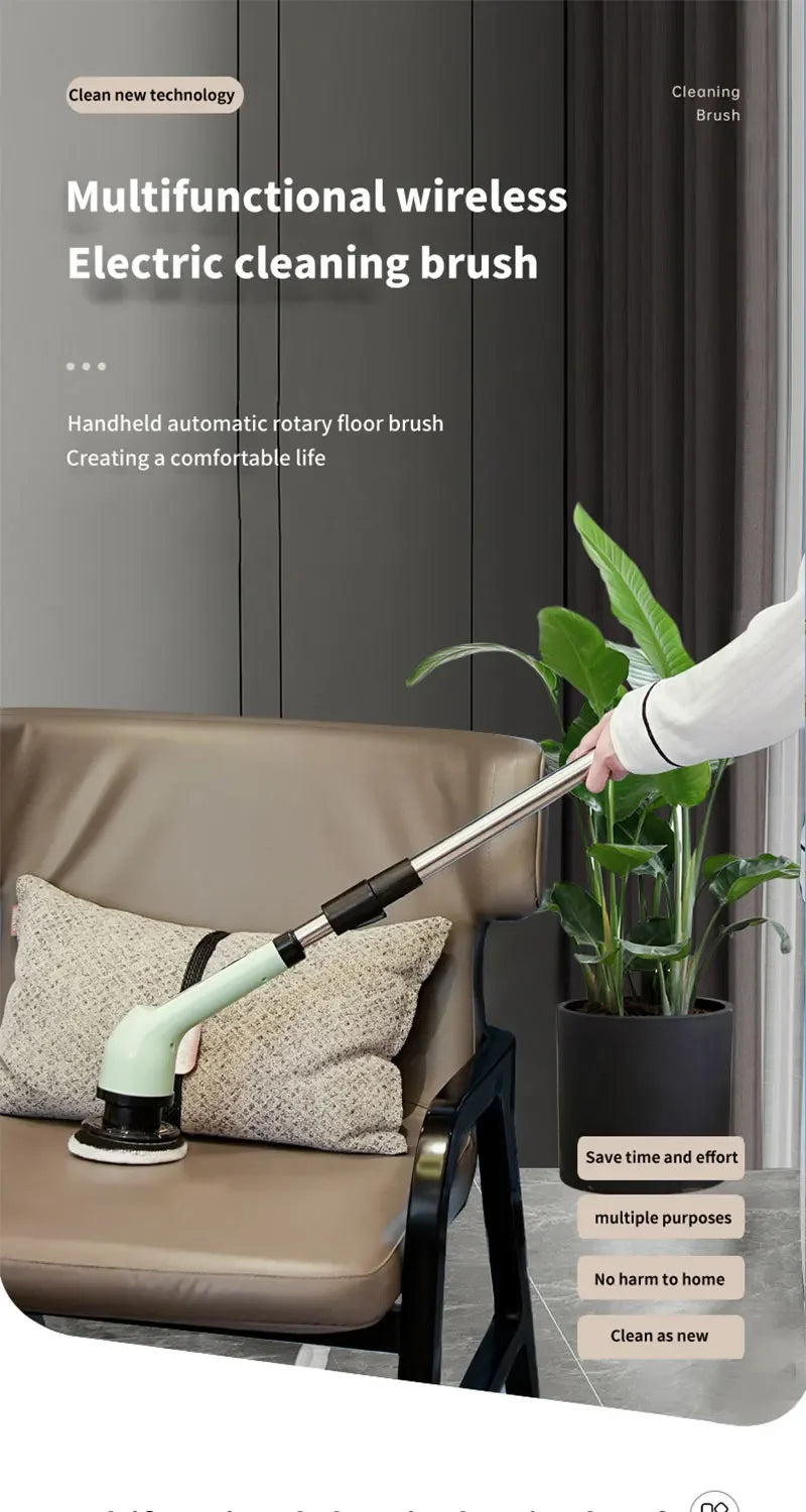 Cepillo Eléctrico Giratorio 9 en 1 – Limpieza Profunda Inalámbrica para Baño, Cocina y Todas las Superficies
