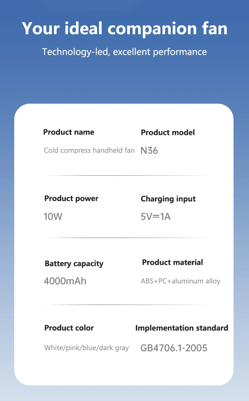 Ventilador de Mano Turbo Recargable | 100 Velocidades, Pantalla LED y Batería de 4000 mAh
