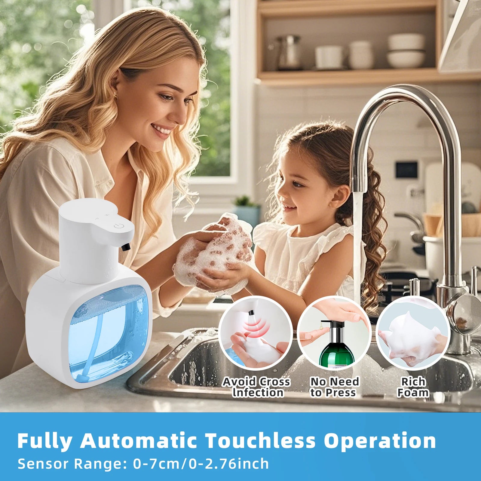 Dispensador Inteligente de Jabón de Pared – Espuma Automática, Sensor Sin Contacto y Depósito de 500 ml