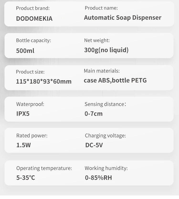 Dispensador Inteligente de Jabón de Pared – Espuma Automática, Sensor Sin Contacto y Depósito de 500 ml
