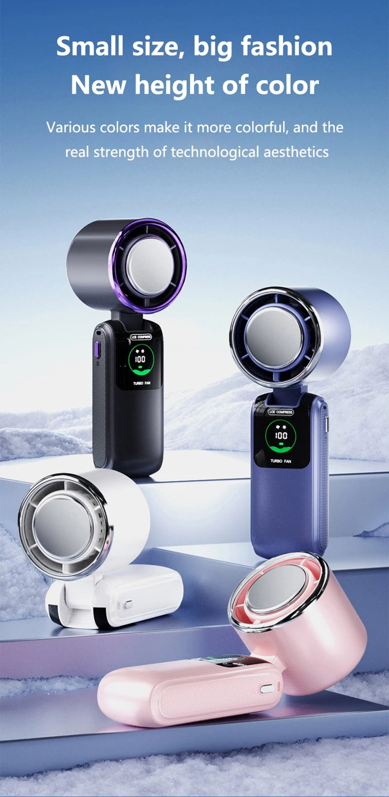 Ventilador de Mano Turbo Recargable | 100 Velocidades, Pantalla LED y Batería de 4000 mAh