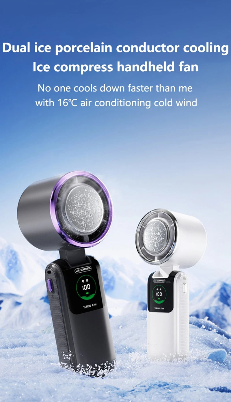 Ventilador de Mano Turbo Recargable | 100 Velocidades, Pantalla LED y Batería de 4000 mAh