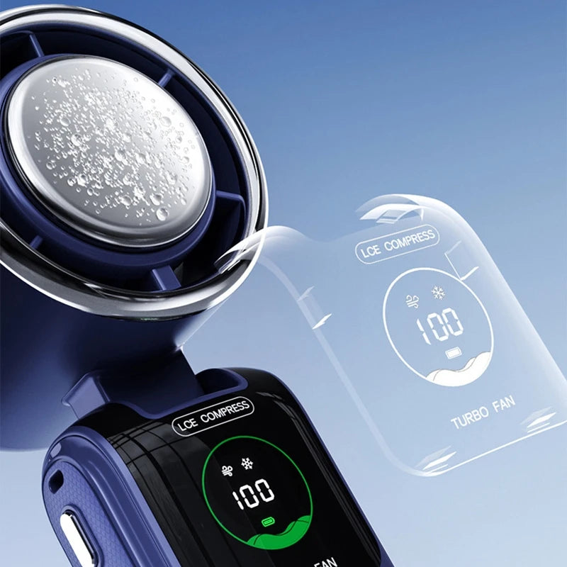 Ventilador de Mano Turbo Recargable | 100 Velocidades, Pantalla LED y Batería de 4000 mAh
