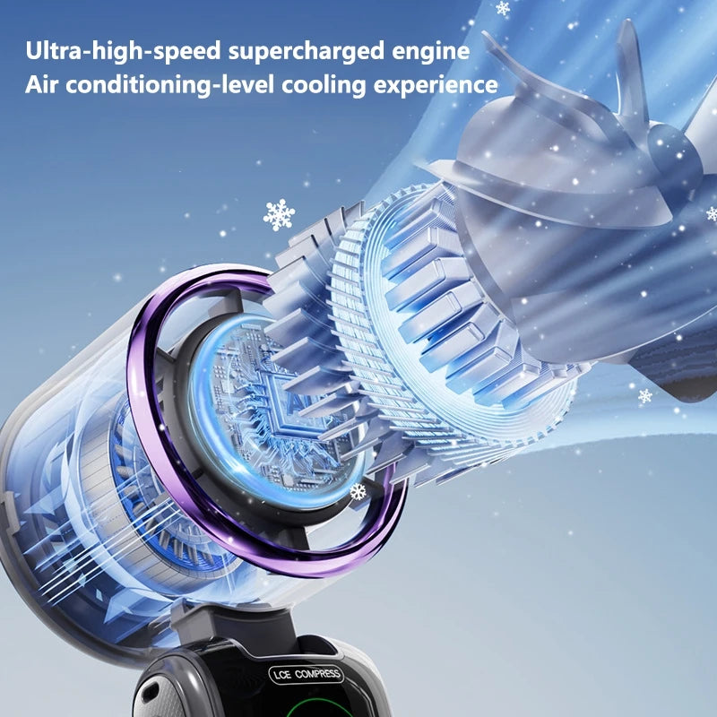 Ventilador de Mano Turbo Recargable | 100 Velocidades, Pantalla LED y Batería de 4000 mAh
