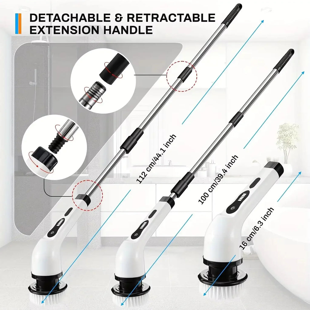 Cepillo Eléctrico Giratorio 9 en 1 – Limpieza Profunda Inalámbrica para Baño, Cocina y Todas las Superficies