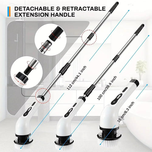 Cepillo Eléctrico Giratorio 9 en 1 – Limpieza Profunda Inalámbrica para Baño, Cocina y Todas las Superficies