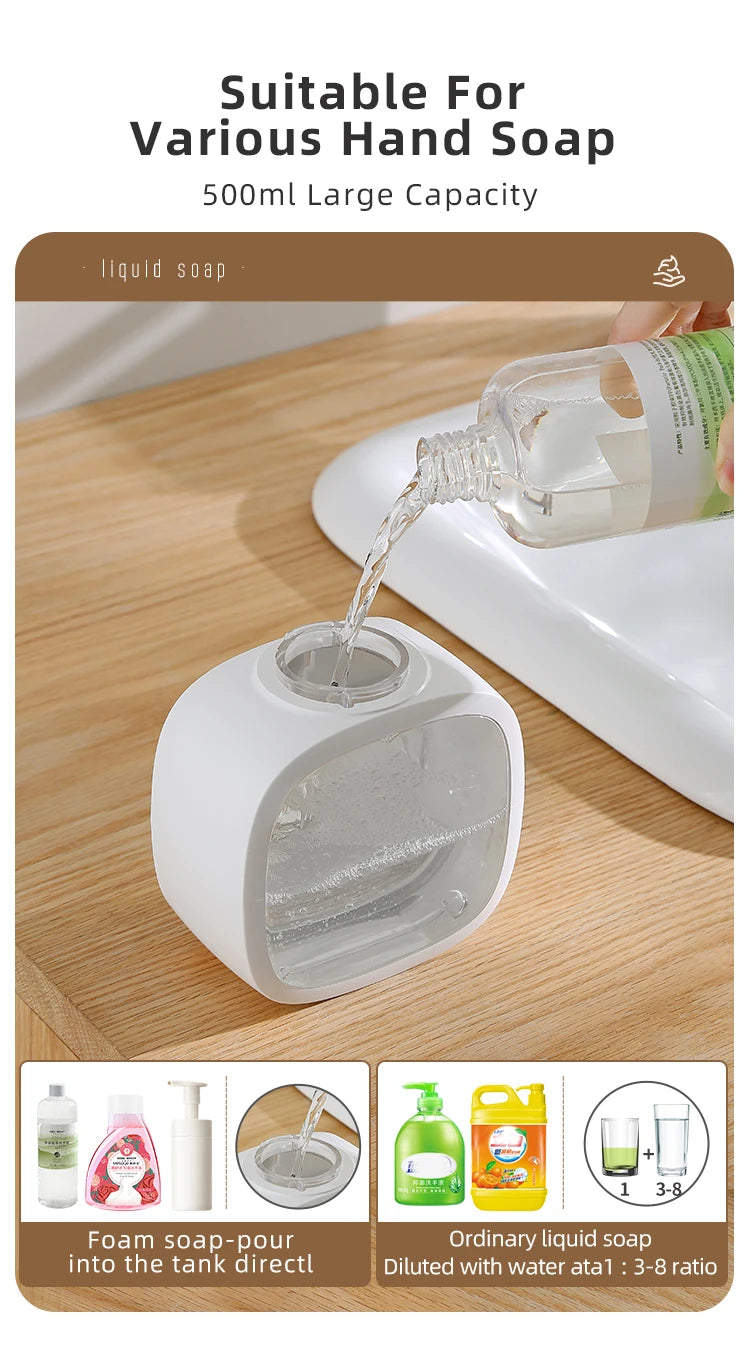Dispensador Inteligente de Jabón de Pared – Espuma Automática, Sensor Sin Contacto y Depósito de 500 ml