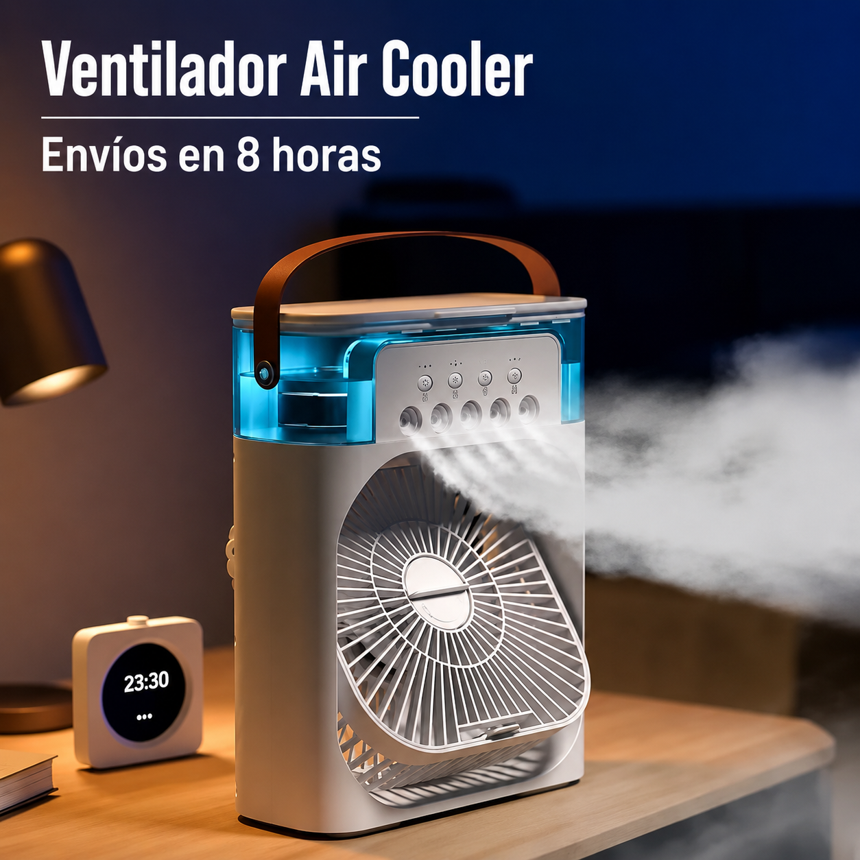 Mini Climatizador Portátil 3 en 1 con Humidificador y Luz LED – Ventilador de Aire Silencioso para Hogar, Oficina y Dormitorio