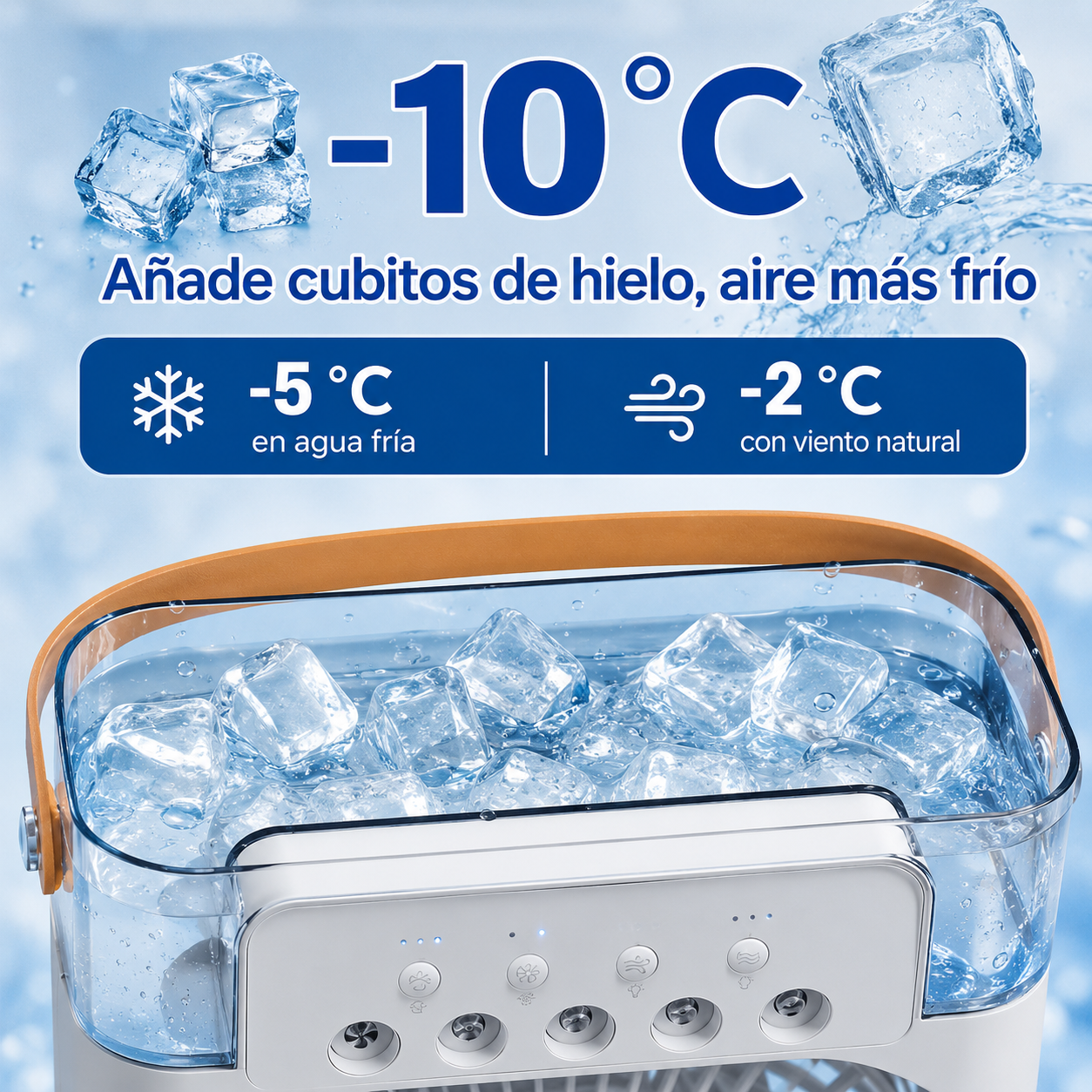 Mini Climatizador Portátil 3 en 1 – Ventilador, Humidificador y Luz LED
