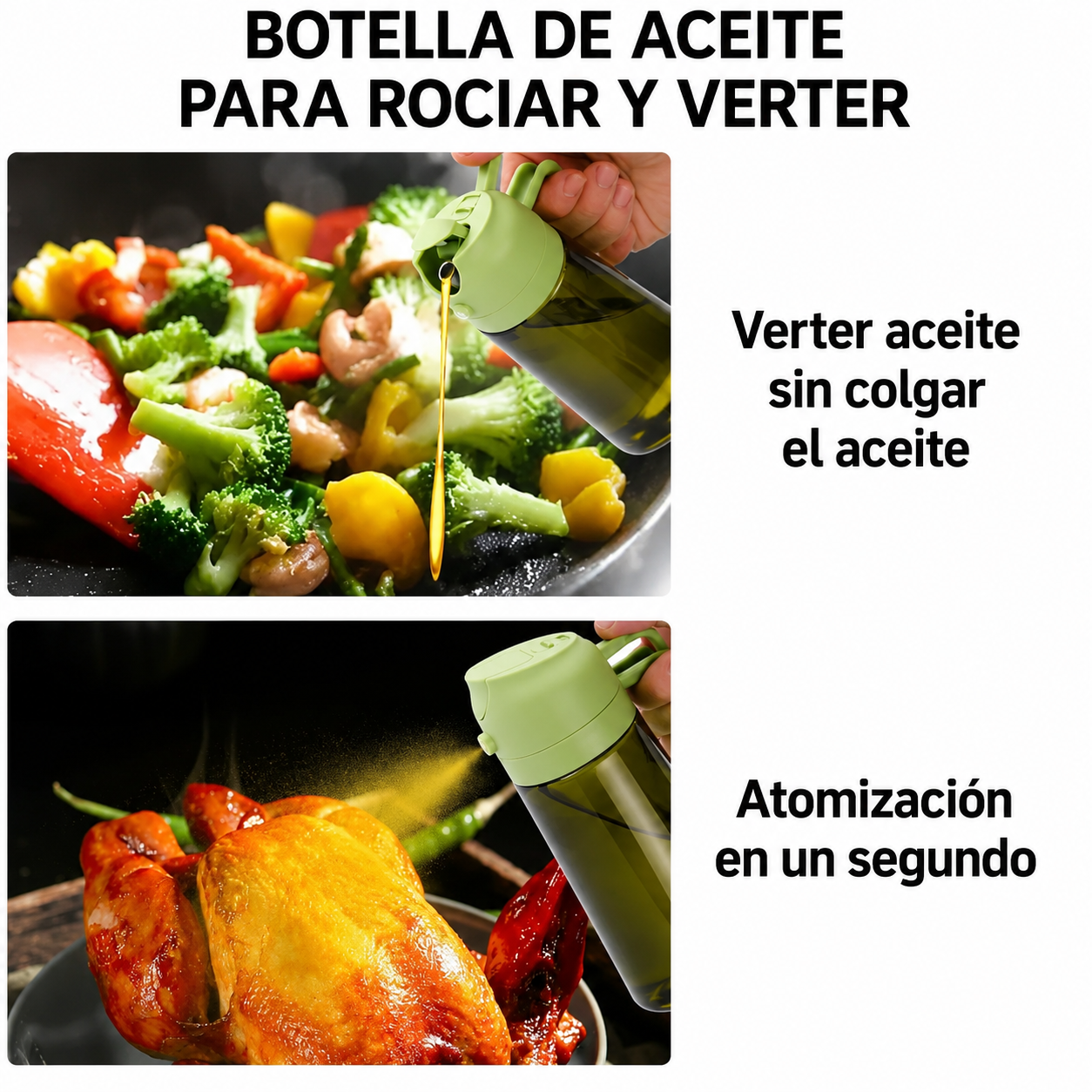 Pulverizador de Aceite 2 en 1 – Precisión y Sin Goteo